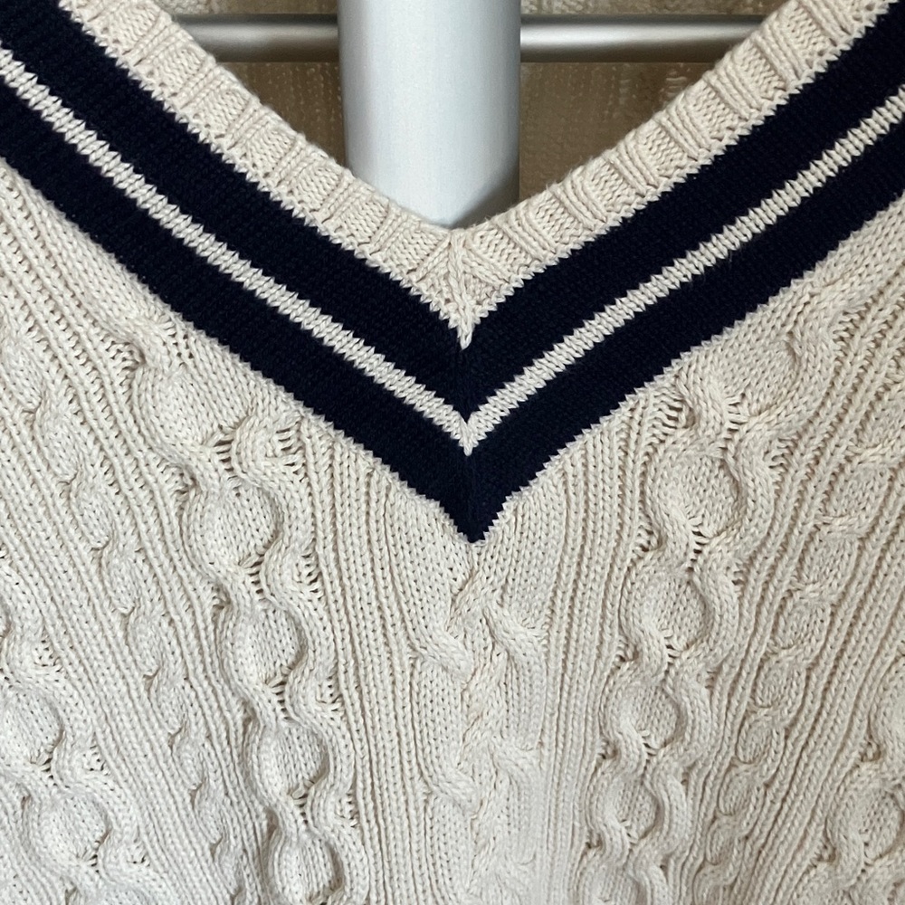 Lauren Ralph Lauren Cable Knit Sweater PM Cotton Ivory Preppy Classic